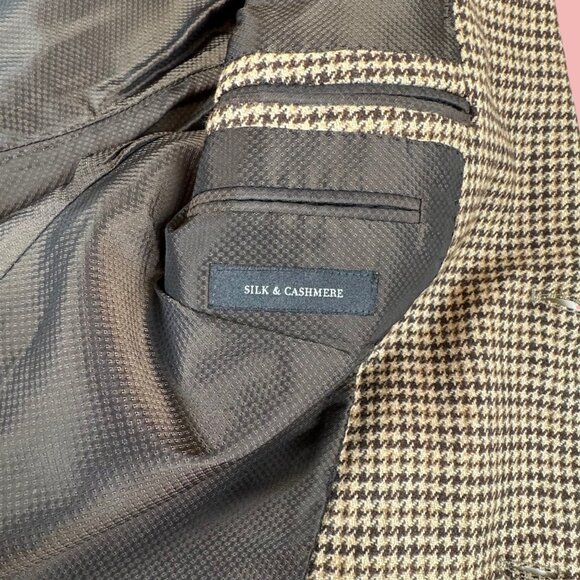 Ermenegildo Zegna Silk Cashmere Houndstooth Blazer 50L Made in Italy - Picture 10 of 11